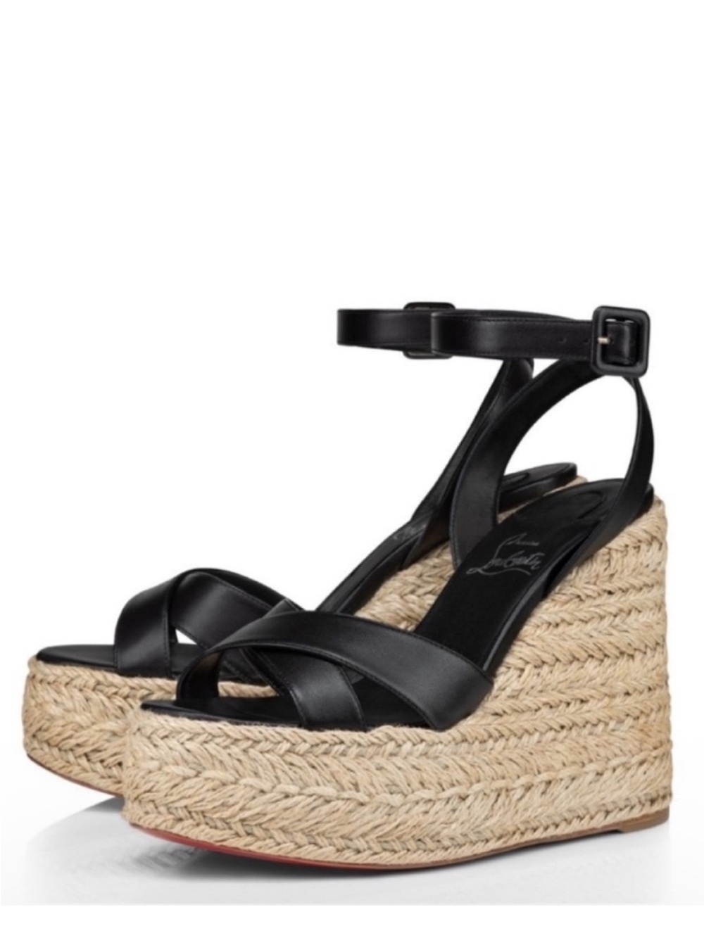 Christian Louboutin LIKE NEW Mariza 130 black leather wedges RETAIL 945